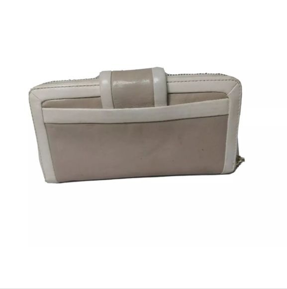 Vintage Coach Continental Zip Round Leather Wallet Organizer Almond & Beige - Picture 3 of 8